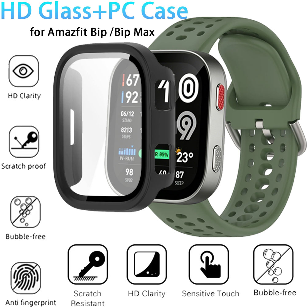 Amazfit Smartwatch Accessories - HD Glass+PC Case for Amazfit Bip