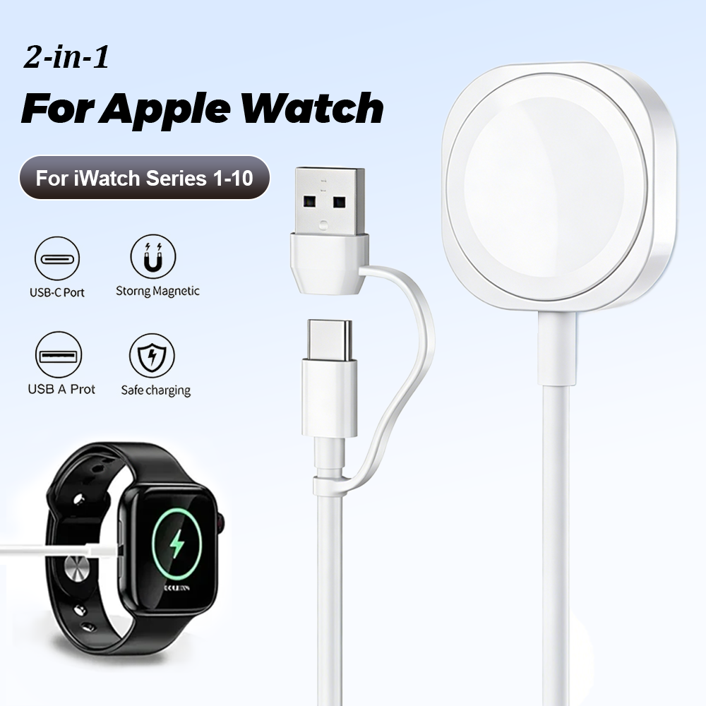 Watch Charger Cable - 2 in 1 Magnetic Wireless USB