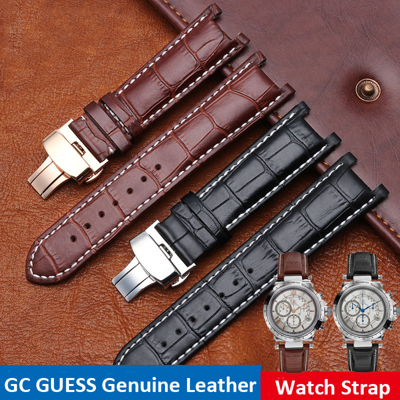 Smartwatch Guess - Notched Leather Watch strap 20*11mm 22*13mm