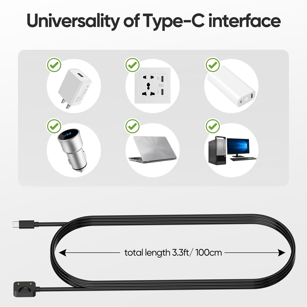 Black USB-C Charging Cord for  - Best Smartwatch Accessories ulasan dan harga