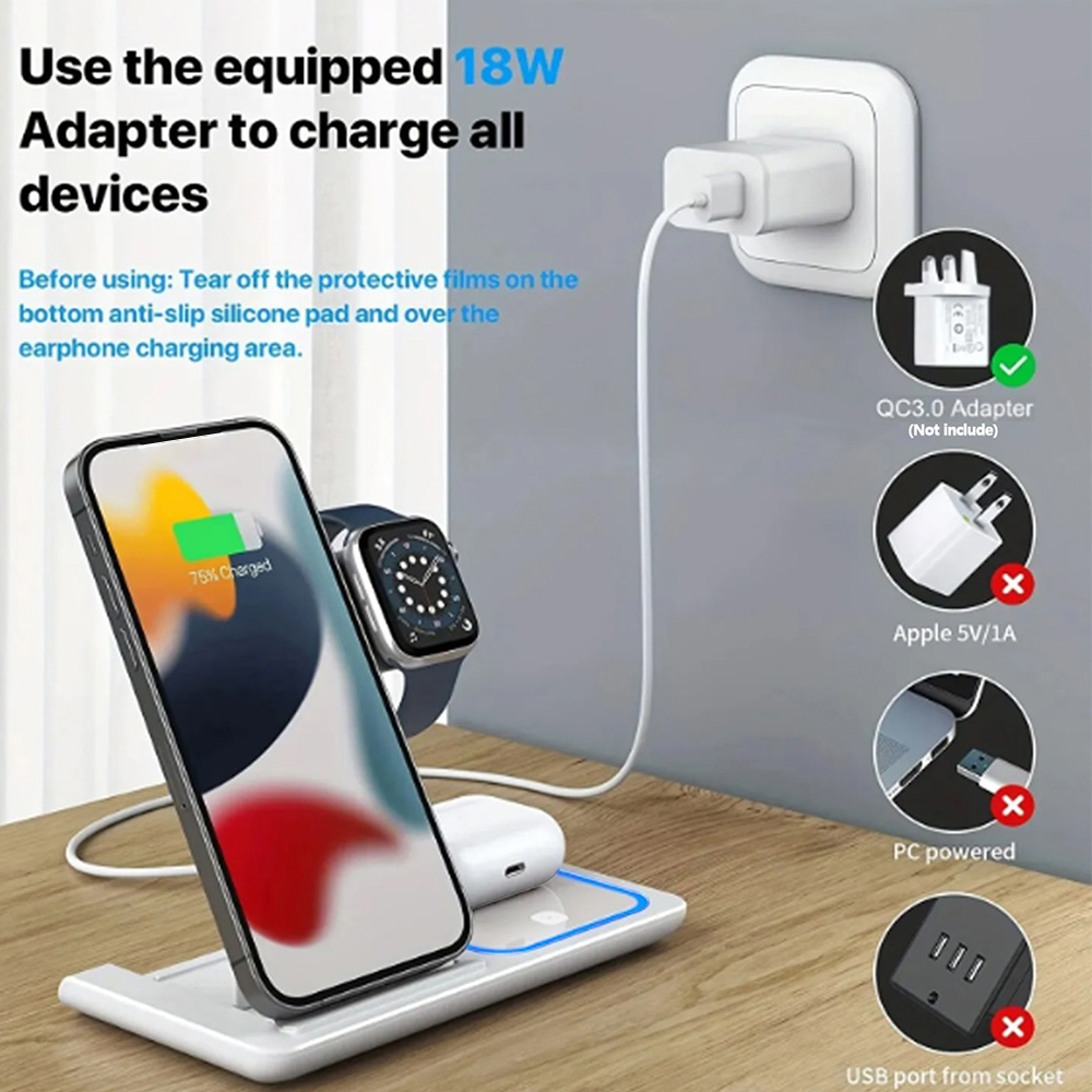 15W 3 in 1 Wireless Charger St - Watch Charger Cable ulasan dan harga