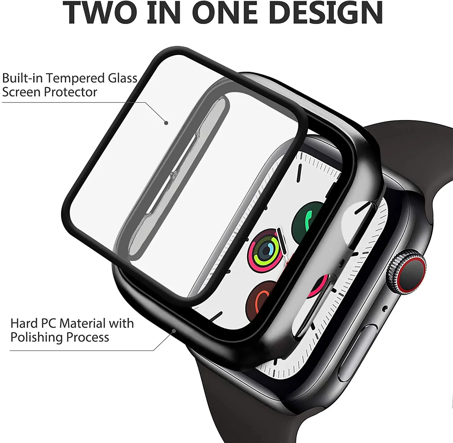 Tempered Glass+cover For Apple - Smartwatch Icon ulasan dan harga