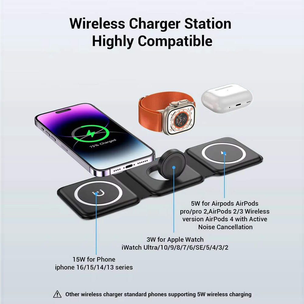 3-in-1 Magnetic Folding Wirele - Watch Charger Cable ulasan dan harga
