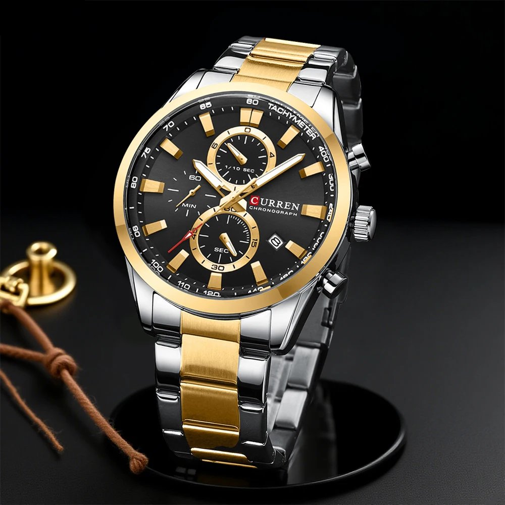 CURREN Casual Quartz Chrono Sp - Accessories With Watch ulasan dan harga