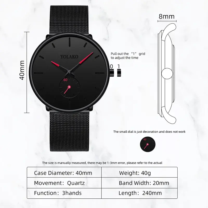 YOLAKO Mens Fashion Minimalist - Stainless Mesh Band ulasan dan harga