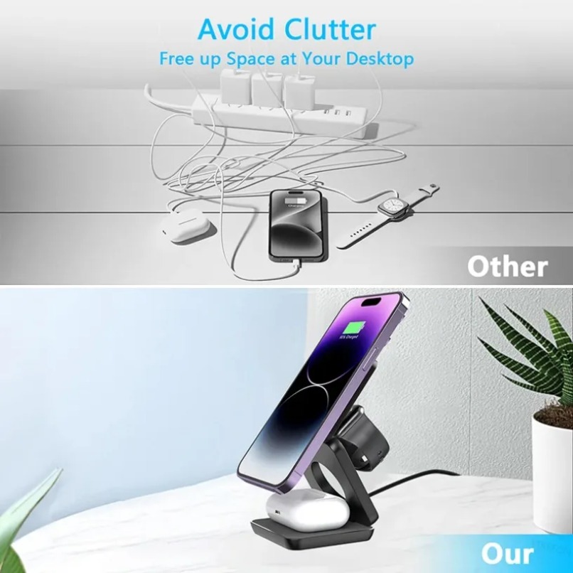 3 in 1 Foldable Magnetic Wirel - Watch Charger Cable ulasan dan harga