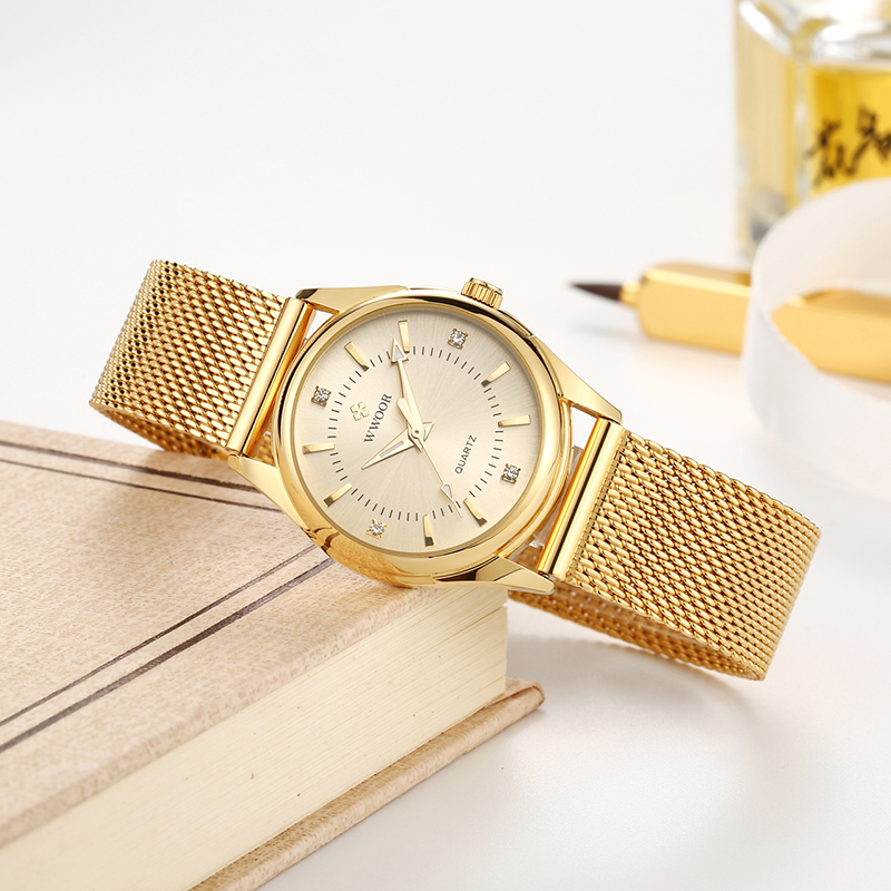 WWOOR Luxury Brand Dress Gold  - Stainless Mesh Band ulasan dan harga